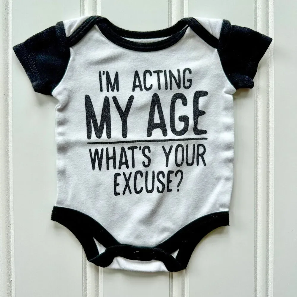 4/$10 - Babies with Attitude “I’m Acting My Age” Cotton Unisex Baby Onesie Bodys